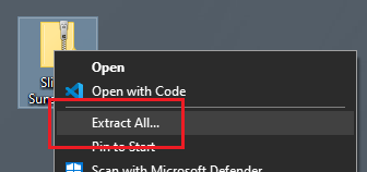 Right click menu option Extract All